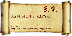 Birkholz Harkány névjegykártya
